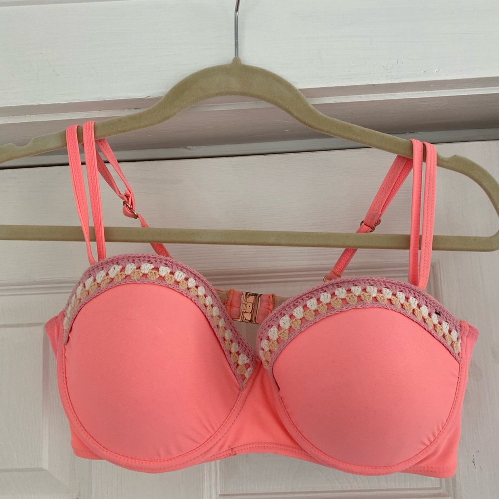 Pink coral crocheted swim suit top CottonOn